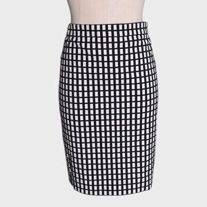 J Crew Monochrome Windowpane Plaid Pencil Skirt